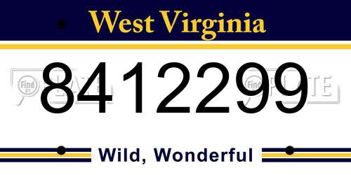 8412299 West Virginia License Plate