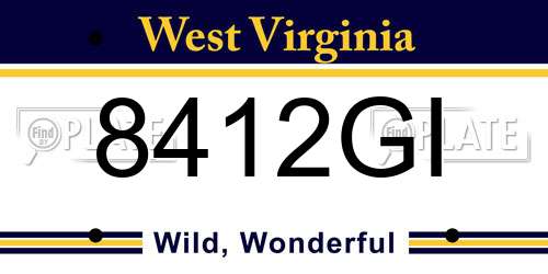 8412GI West Virginia License Plate