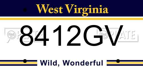 8412GV West Virginia License Plate