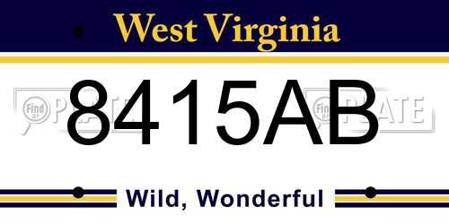8415AB West Virginia License Plate