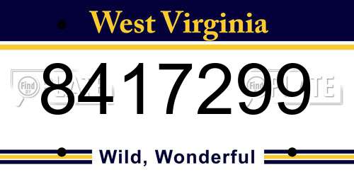 8417299 West Virginia License Plate