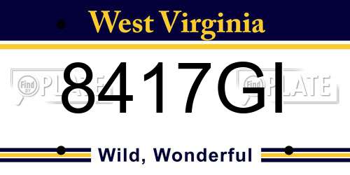 8417GI West Virginia License Plate
