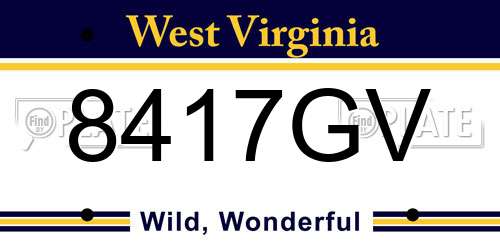 8417GV West Virginia License Plate