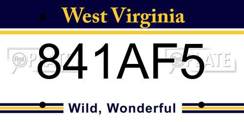 841AF5 West Virginia License Plate