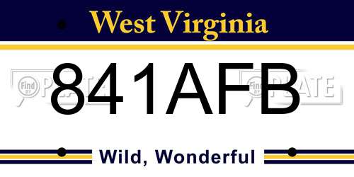 841AFB West Virginia License Plate