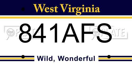 841AFS West Virginia License Plate