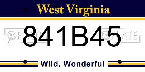 841B45 West Virginia License Plate