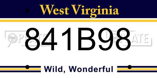 841B98 West Virginia License Plate