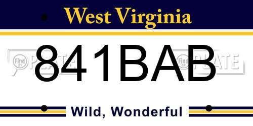 841BAB West Virginia License Plate