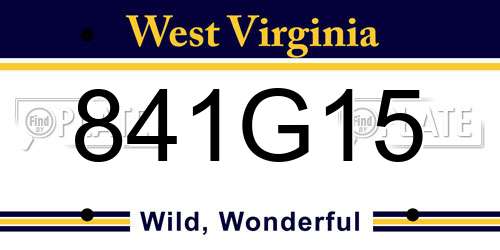 841G15 West Virginia License Plate