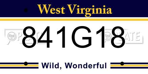 841G18 West Virginia License Plate