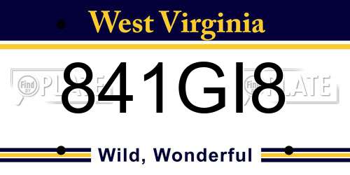 841GI8 West Virginia License Plate