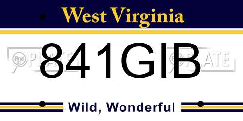 841GIB West Virginia License Plate