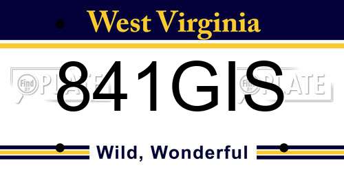 841GIS West Virginia License Plate