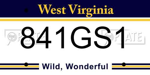 841GS1 West Virginia License Plate