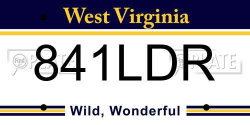 841LDR West Virginia License Plate