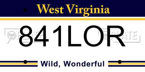 841LOR West Virginia License Plate