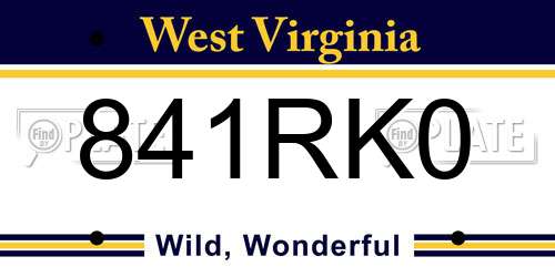 841RK0 West Virginia License Plate
