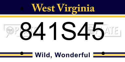841S45 West Virginia License Plate