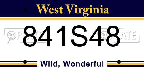 841S48 West Virginia License Plate
