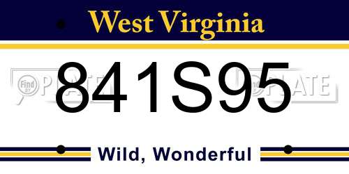 841S95 West Virginia License Plate