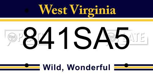 841SA5 West Virginia License Plate