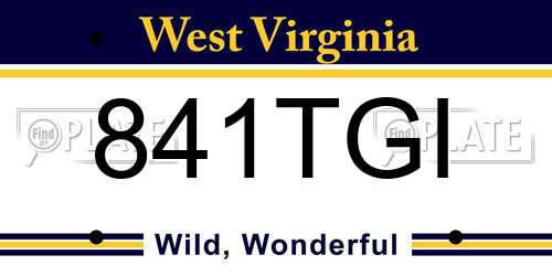 841TGI West Virginia License Plate