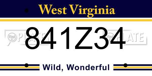 841Z34 West Virginia License Plate