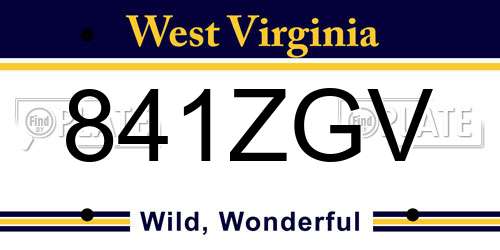 841ZGV West Virginia License Plate