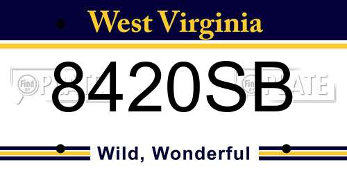 8420SB West Virginia License Plate