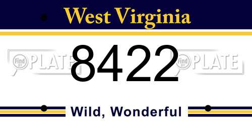 8422 West Virginia License Plate