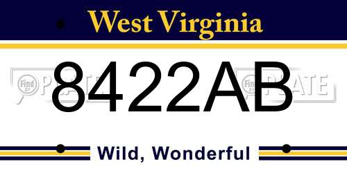 8422AB West Virginia License Plate