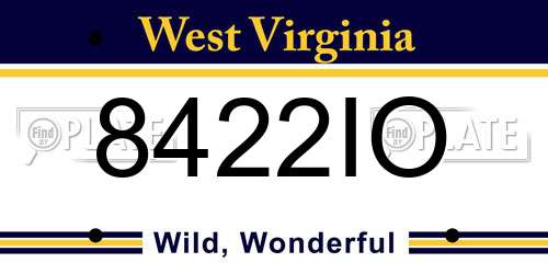 8422IO West Virginia License Plate