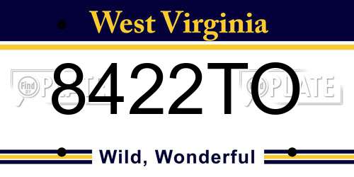 8422TO West Virginia License Plate