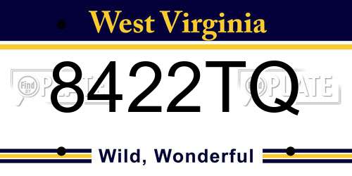 8422TQ West Virginia License Plate