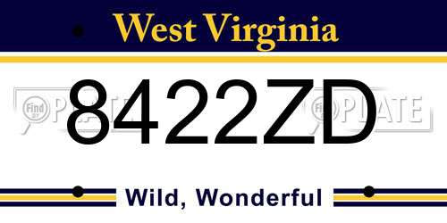 8422ZD West Virginia License Plate