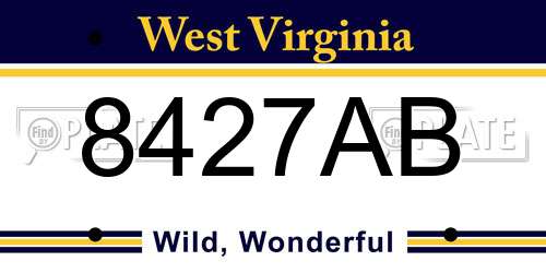 8427AB West Virginia License Plate