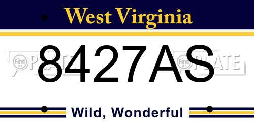 8427AS West Virginia License Plate