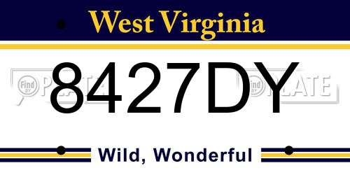 8427DY West Virginia License Plate