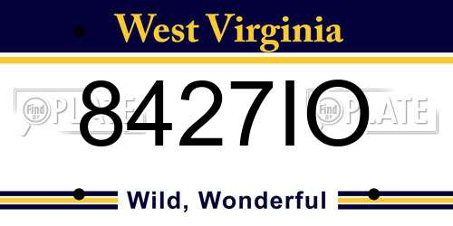 8427IO West Virginia License Plate
