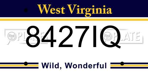 8427IQ West Virginia License Plate