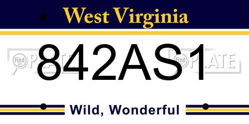 842AS1 West Virginia License Plate