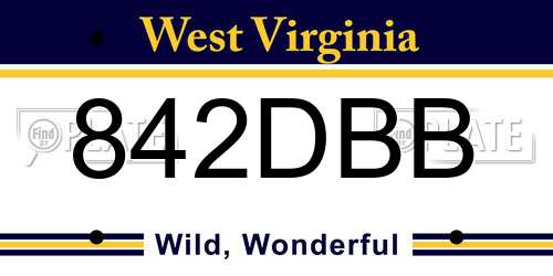 842DBB West Virginia License Plate