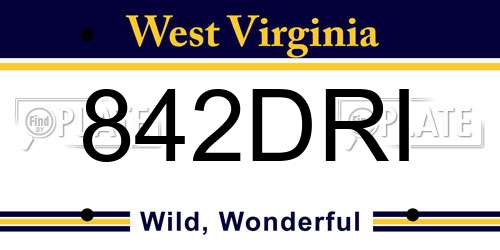 842DRI West Virginia License Plate