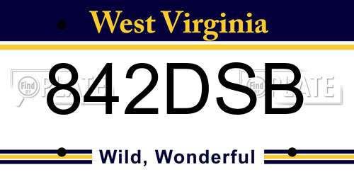 842DSB West Virginia License Plate