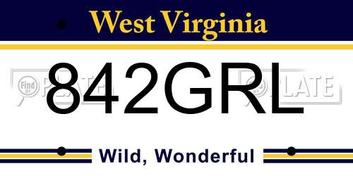 842GRL West Virginia License Plate