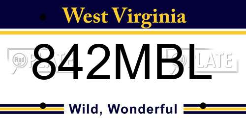 842MBL West Virginia License Plate
