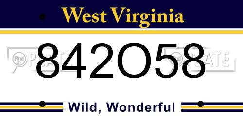 842O58 West Virginia License Plate