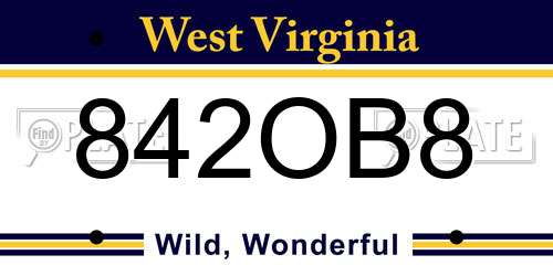 842OB8 West Virginia License Plate