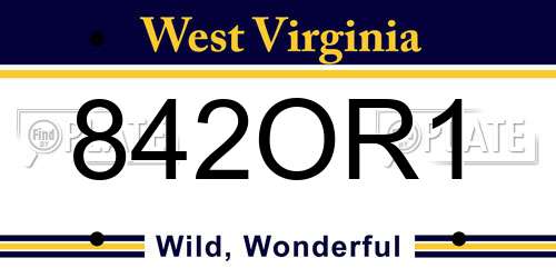 842OR1 West Virginia License Plate